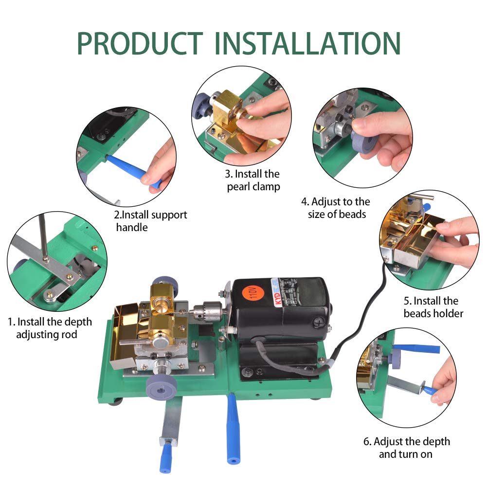 HiHydro 280W 110V Pearl Drilling Machine Driller Full Set Drill Holder for Shell Coral Amber Stone Jewelry Tools HiHydro