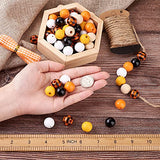 Craftdady 120pcs Natural Wood Beads 16mm Smooth Printed Wooden Loose Beads Unfinished Round Beads with Jute Twine Plaid Ribbon for DIY Jewelry Crafts Craftdady