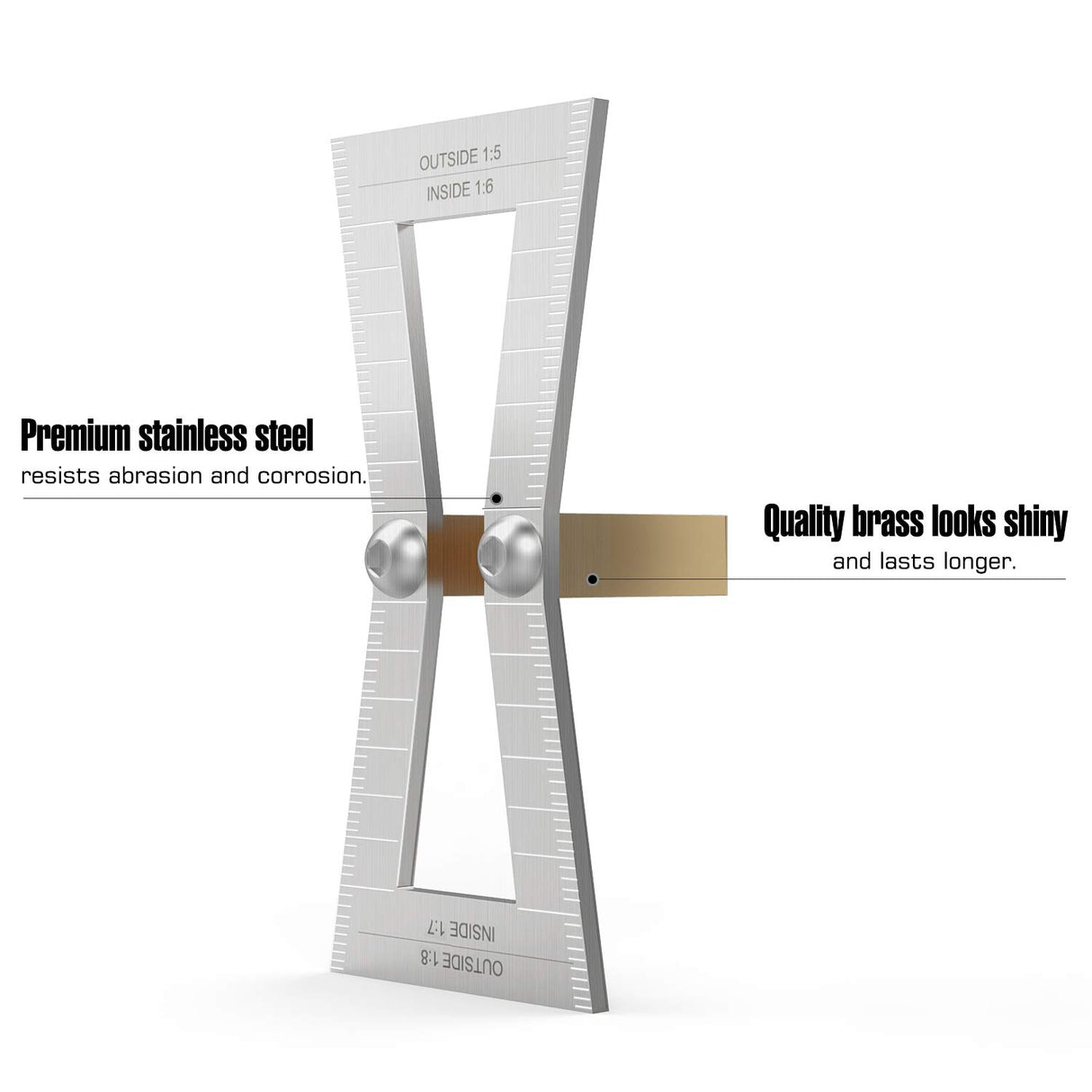 Housolution Dovetail Marker, Stainless Steel Dovetail Jig Guide with Scale Size 1:5-1:6 and 1:7-1:8, Precise Dovetail Guide, Wood Joints Dovetail Housolution