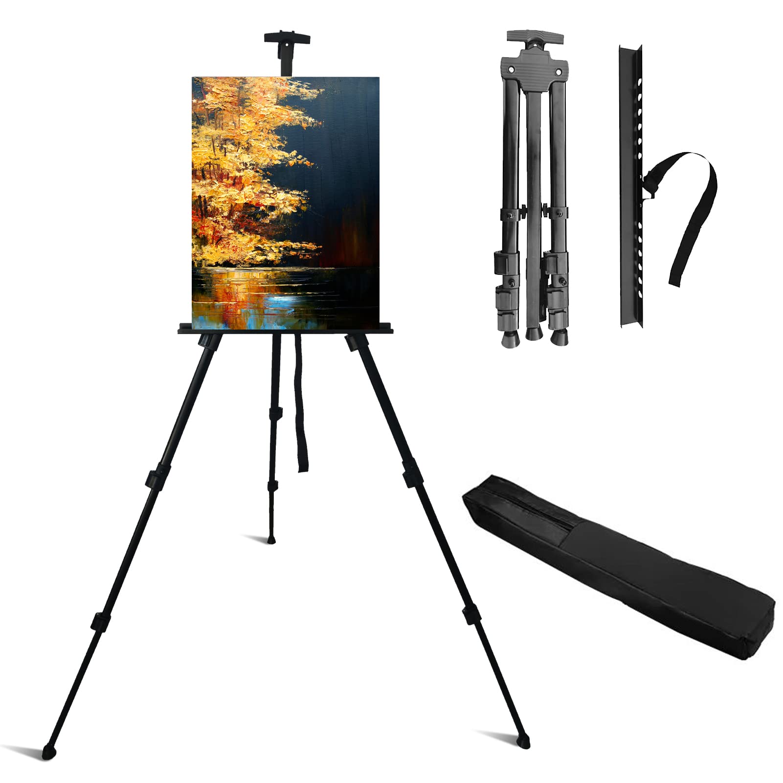 RRFTOK Artist Easel Stand, Adjustable Easel for Painting Canvases Height from 17 to 66 Inch,Carry Bag for Table-Top/Floor Drawing and Didplaying - WoodArtSupply