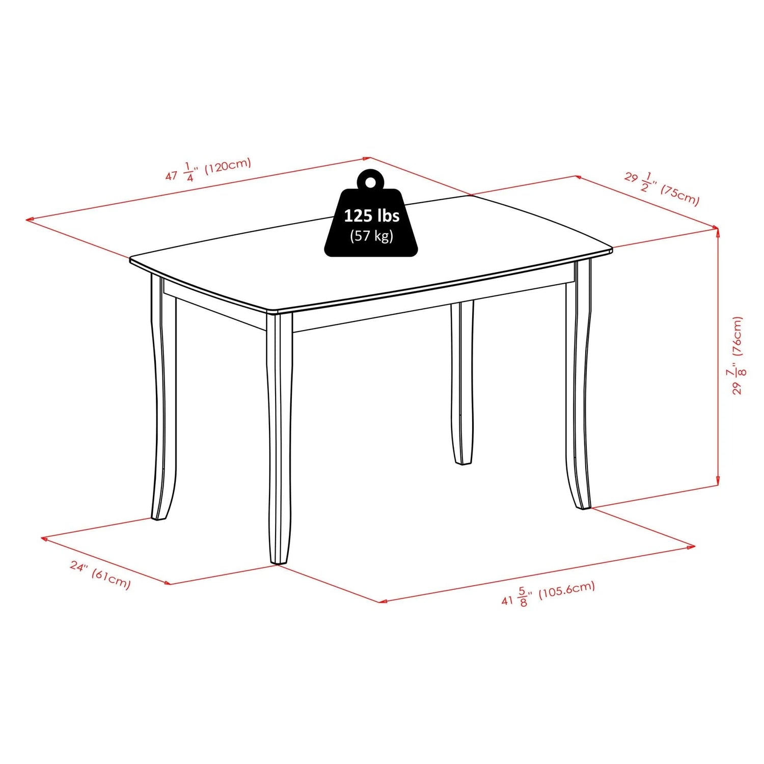 Winsome Inglewood Dining Table, Walnut, 47.24x29.53x29.13 Winsome