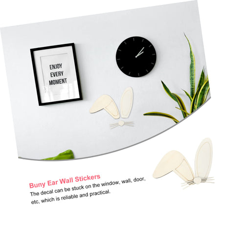 Kisangel 1 Set Bunny Ears Mustache Wall Unfinished Wood Discs Wood Discs for Crafts Blank Wood Slices Easter Window Stickers Easter Wooden Kisangel
