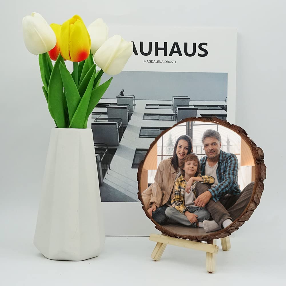 Personalized Picture Frame Album Custom Photo Printing on Wood Slices Customized Photograph On Wood Artwork Crafts Desktop Decoration with Stand witfox