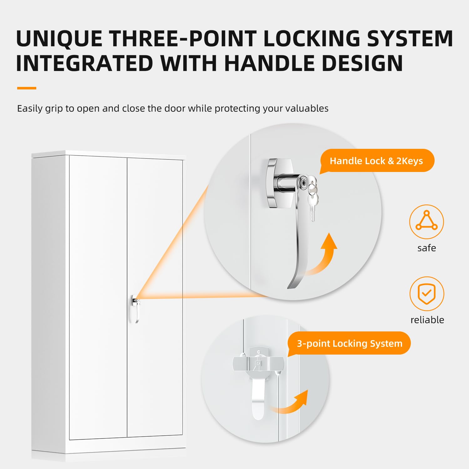 INTERGREAT Metal Storage Cabinet with Locking Doors, 72" Tall Lockable Wardrobe with Hanging Rod, Steel Storage Locker Closet with 4 Shelves for Home INTERGREAT