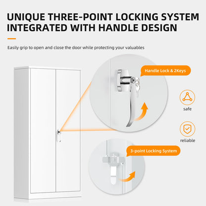 INTERGREAT Metal Storage Cabinet with Locking Doors, 72" Tall Lockable Wardrobe with Hanging Rod, Steel Storage Locker Closet with 4 Shelves for Home