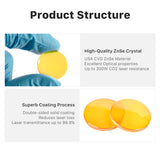 Cloudray CO2 Laser Lens 20mm Laser Mirror CO2 Laser Focal Lens Dia20mm FL50.8mm, CVD ZnSe CO2 Laser Focus Lens for CO2 Laser Engraver Cutter Machine Cloudray