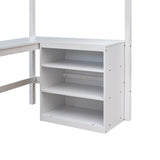 Harper & Bright Designs Twin Loft Bed with Desk and Storage Shelves in White Harper & Bright Designs