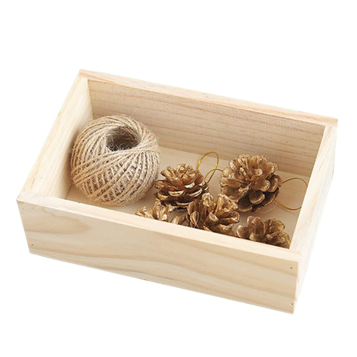 LONG TAO 2 Pcs 7.5" × 5" × 2.4" Natural Wooden Succulent Planter Plant Container Box Window Boxes Rectangular Flower Pot Storage Box for Indoor LONG TAO