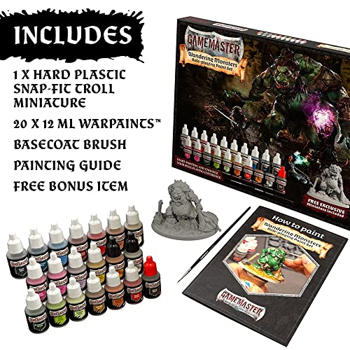 The Army Painter Acrylic Paint Set for Miniature Painting Gamemaster Wandering Monsters Miniature Paint Set with Bonus Item-20 Warpaint 20x12ml with - WoodArtSupply