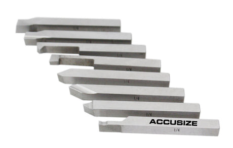 Accusize Industrial Tools 1/4'' 8 Pc H.S.S. Tool Bit Set, Pre-Ground for Turning and Facing Work, 2662-2001 Accusize Industrial Tools