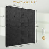 FZK Peg Board,Pegboard 32"*32",Pegboard Wall Organizer with Strong Ribs Back Holds up for 200Ib, Black Pegboard 4pcs,Peg Boards for Walls for Garage FZK