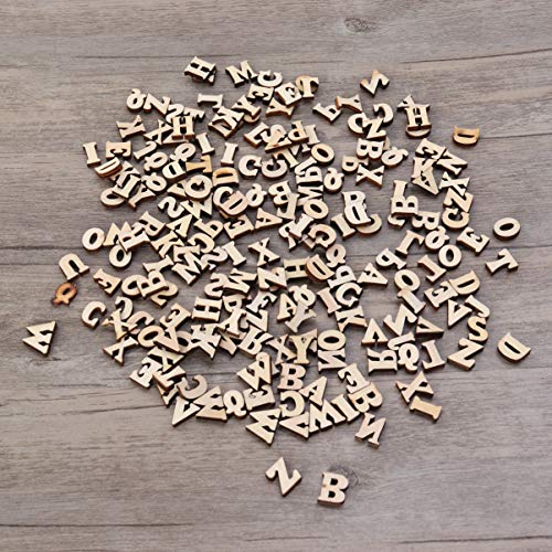 SEWACC Unfinished Wood Crafts 100pcs Mini Wooden Alphabet Letters Unfinished Wood Letters English Letters Natural Wooden Slice for Scrapbooking DIY SEWACC
