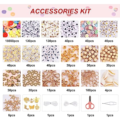 15600pcs/set 156 colors Clay Bead for Jewelry Making Kit for Woman DIY  Bracelet Necklace