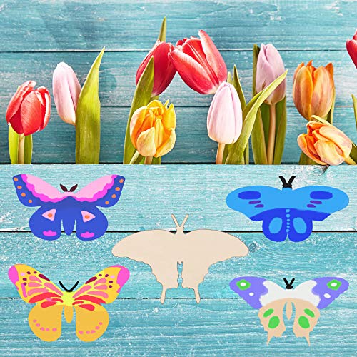 Butterfly Unfinished Wooden Blank Butterfly Shaped Slices Cutouts for Birthday DIY Painting Tags Wedding Home Decorations (27 Pieces)