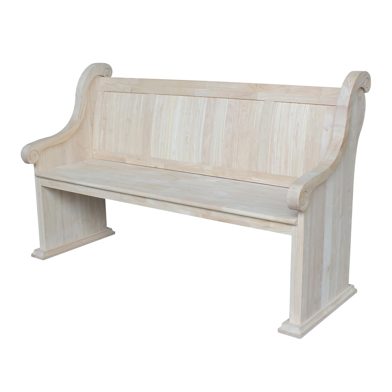 IC International Concepts Sanctuary, Unfinished Bench, 62.8 in W x 25 in D x 38.2 in H - WoodArtSupply