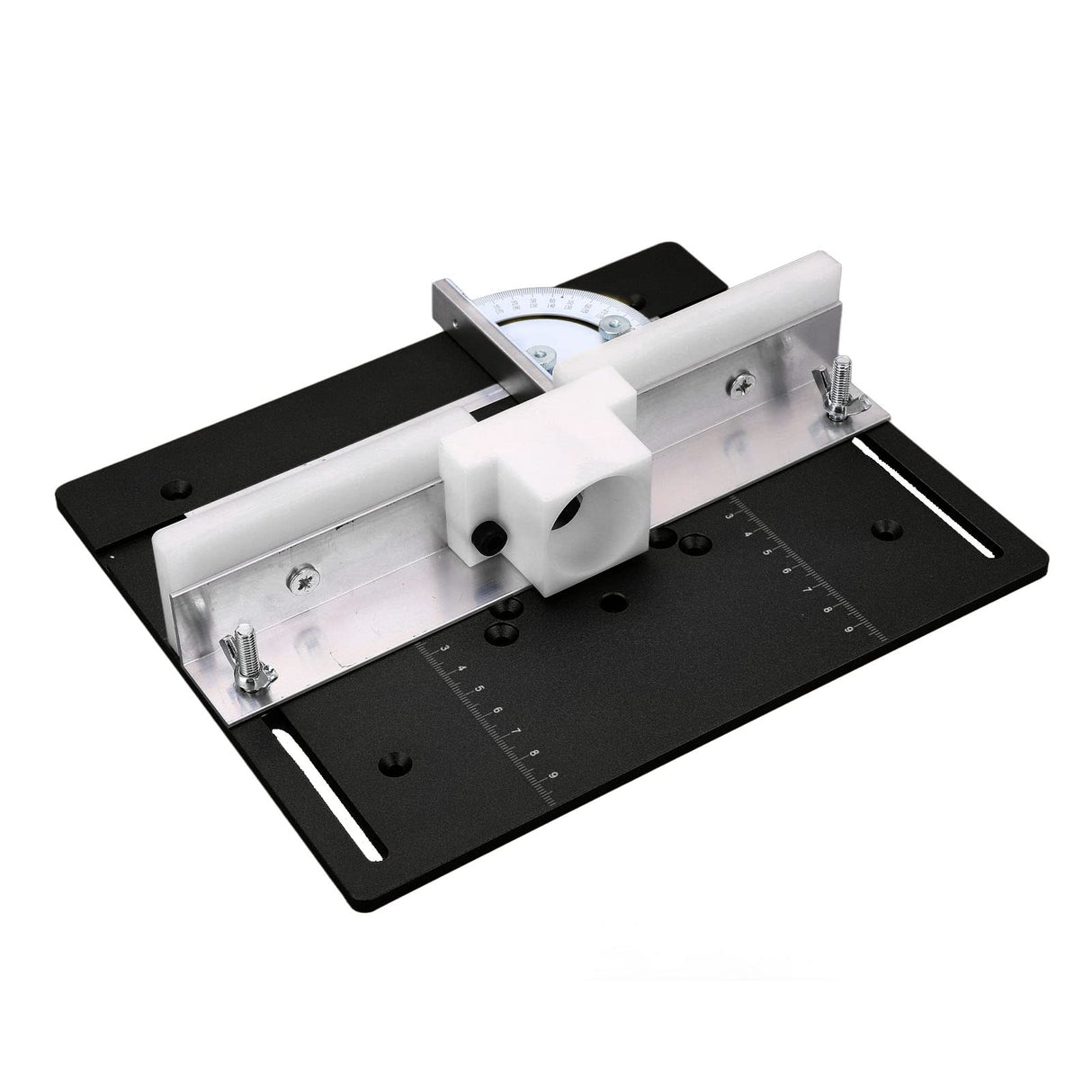 Metal Router Lift System Kit, Aluminum Woodworking Insert Base Plate Router Lift for Making Your Own High Accurate Woodworking Router Table (Black) Fafeicy