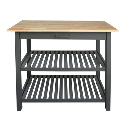 Casual Home Solid Hardwood Top, Slate Gray, 40" W (373-932) Kitchen Island - WoodArtSupply