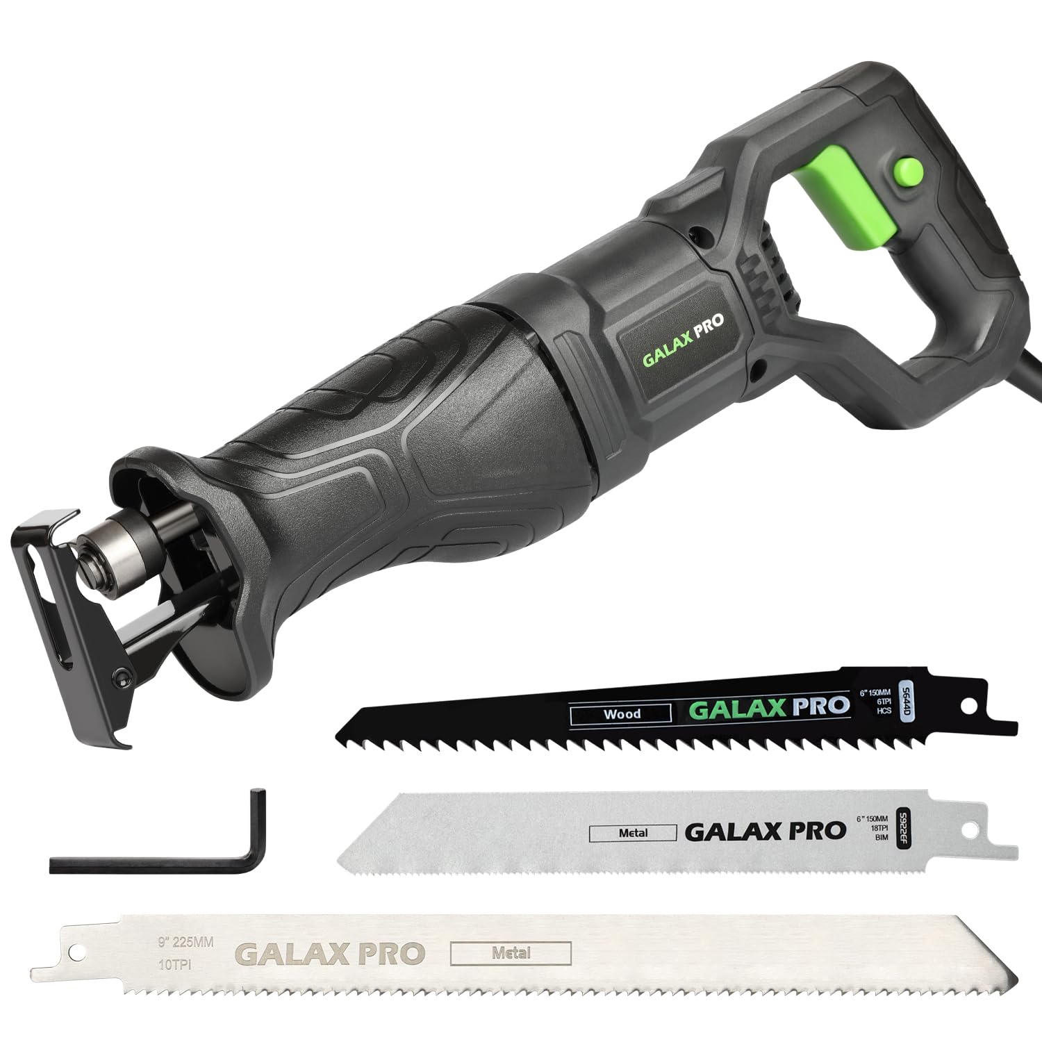 GALAX PRO 120V Reciprocating Saw, 6.0 Amp Variable Speed Corded Reciprocating Saw with1-1/8" Stroke Length, 2800RPM and 6" Max for Wood, Metal, PVC GALAX PRO