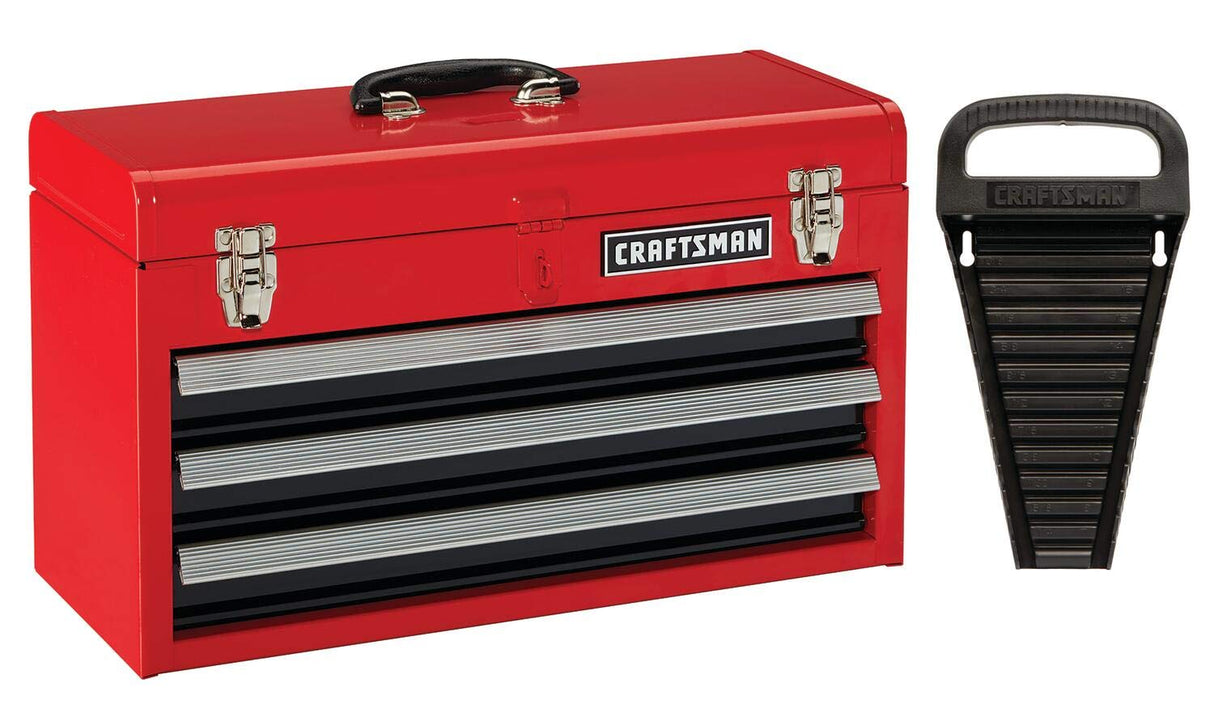 CRAFTSMAN Tool Chest, 3-Drawer, Portable, with Wrench Organizer, Stainless Steel, Capacity Holds Up To 25-lb In Each Drawer (CMST53005RB) Craftsman
