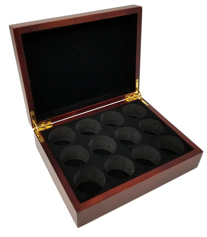 DA VINCI Personalized Wood Mahogany Golf Ball Box with Space for 12 Balls (His Swing) - WoodArtSupply