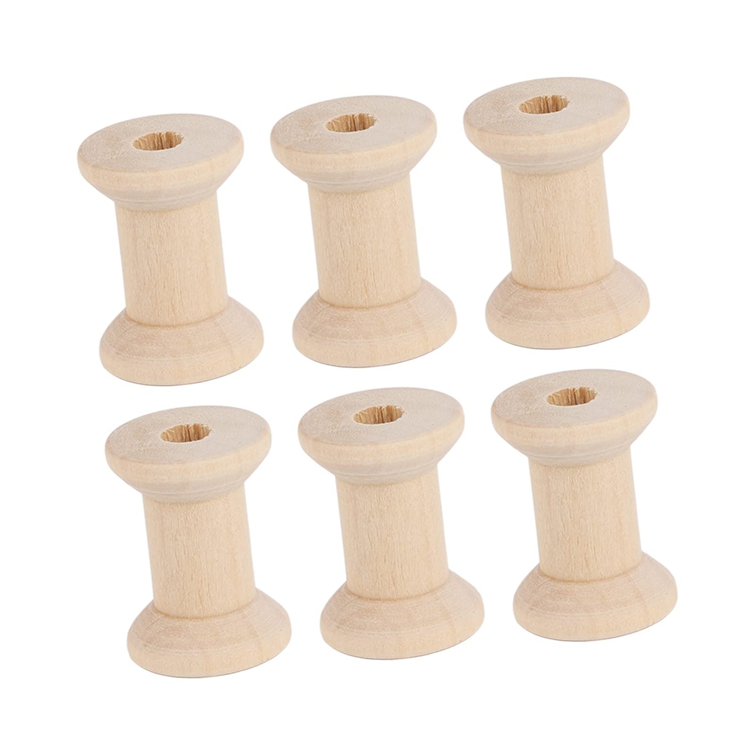 50PCS Hourglass Wooden Spools, Wooden Spools for Crafts, Unfinished Empty Thread Spool, Wooden Ribbon Spools Empty Wooden Thread Spools for Arts and HERCHR