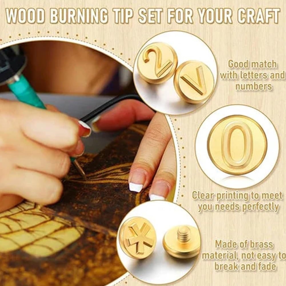 DIY Wood Leather Burning Set - 26 Letters Copper Mold Number Symbol Soldering Iron, DIY Wood Burning Carving Tip Set, Wood Burning Tips Embossing - WoodArtSupply