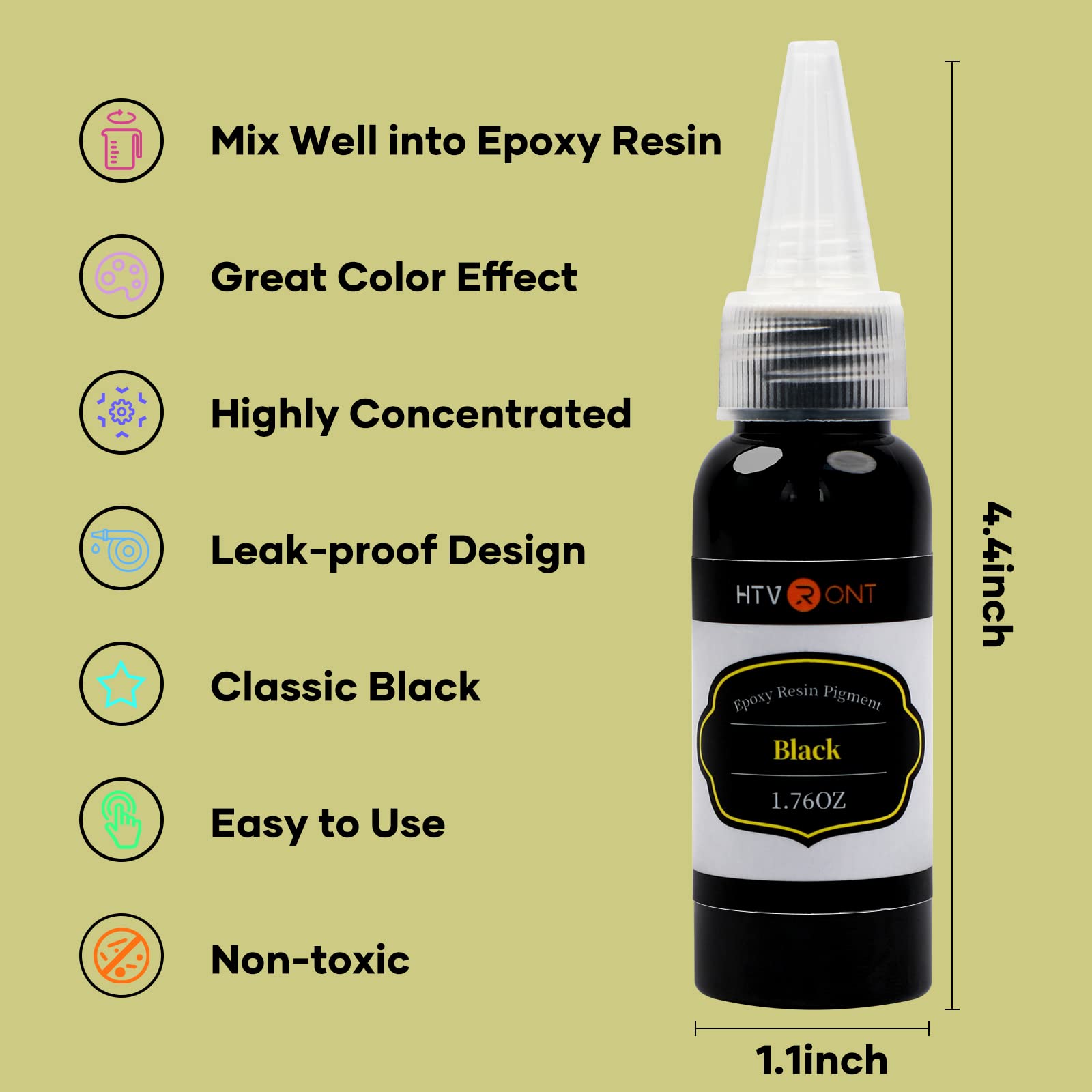 HTVRONT Black Epoxy Pigment - 1.76oz/50ml Black Resin Pigment Paste, Higher Concentrated & Easy to Mix Black Epoxy Dye for Resin Coloring, Tables, - WoodArtSupply