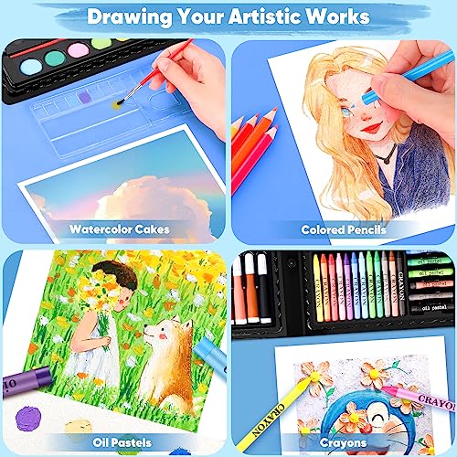 iBayam Art Supplies, 149-Pack Drawing Kit Painting Art Set Art Kits Gifts Box, Arts and Crafts for Kids Girls Boys, with Coloring Book, Crayons, iBayam