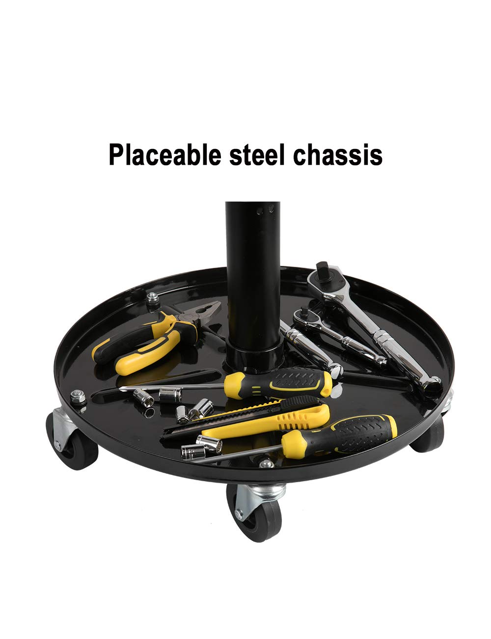 Aain® Adjustable Height Swivel Shop Seat with Tool Tray, Rolling Stool with Wheels/Casters For Garage Workshop and Auto Repair Shop(Black) Aain