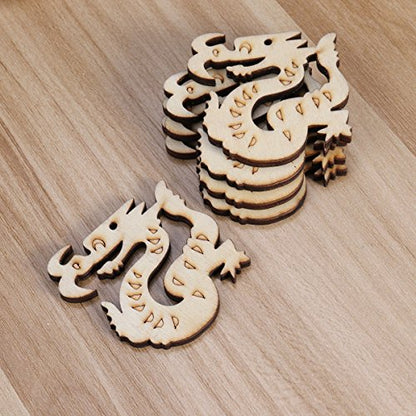 SUPVOX 10Pcs Unfinished Wood Cutout Wooden Dragon Shape Natural Wood Pieces for DIY Arts Crafts Projects