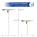 SANODESK Electric Standing Desk 48 x 24 Inches, Height Adjustable Stand Up Desk w/2-Button Controller, Ergonomic Computer Desk for Home Office, White SANODESK