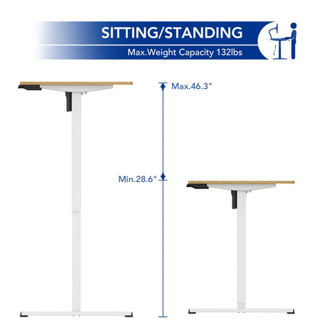 SANODESK Electric Standing Desk 48 x 24 Inches, Height Adjustable Stand Up Desk w/2-Button Controller, Ergonomic Computer Desk for Home Office, White SANODESK