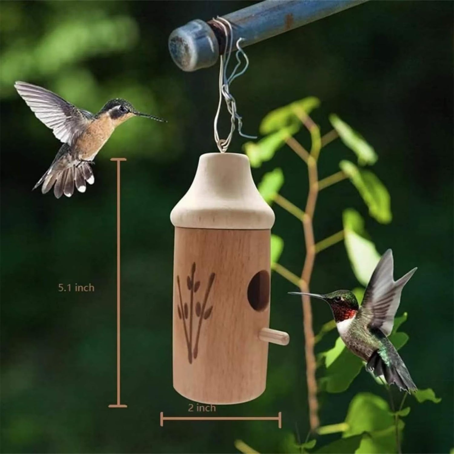 Shirem Wooden Hummingbird House, Libiyi Wooden Hummingbird House, Dotmalls Wooden Hummingbird House, Wooden Hummingbird House, Hummingbird Feeder for FLCRSN