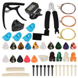 TIMESETL Guitar Accessories Kit Guitar Tool Changing Kit Include Acoustic Guitar Strings, Tuner, Capo, String Winder, Picks, Pick Holder, Bridge TIMESET