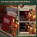 DIY Miniature Dollhouse Kit, Book Nook Kit Tiny House Model with LED Music Box, 3D Wooden Puzzle for Adults, Self-Assembly Bookend Building Set Hallisun