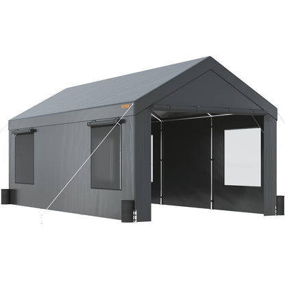 VEVOR Carport 10x20ft, Car Canopy Portable Garage, Heavy Duty Car Port with Roll-up Ventilated Windows & Removable Sidewalls, UV Resistant Waterproof