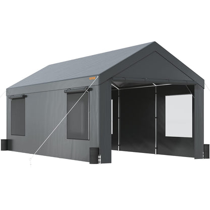 VEVOR Carport 10x20ft, Car Canopy Portable Garage, Heavy Duty Car Port with Roll-up Ventilated Windows & Removable Sidewalls, UV Resistant Waterproof - WoodArtSupply