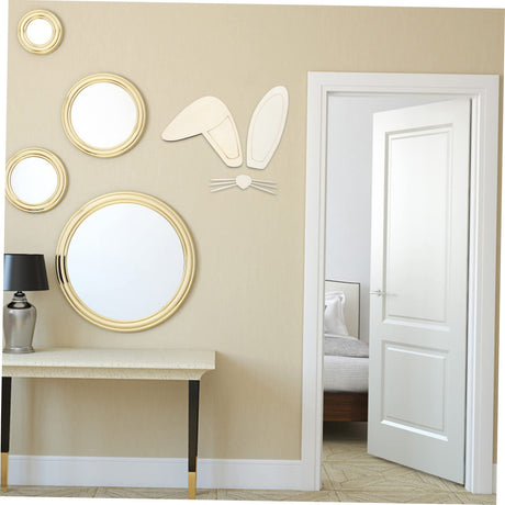 Kisangel 1 Set Bunny Ears Mustache Wall Unfinished Wood Discs Wood Discs for Crafts Blank Wood Slices Easter Window Stickers Easter Wooden Kisangel