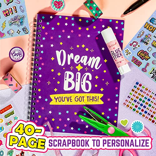 GirlZone Ultimate Collage Scrapbook Kit, Make a 40-Page Photo Album Scrapbook with Stickers & More, Fun Kids Creative Activity and Fantastic Gift GirlZone