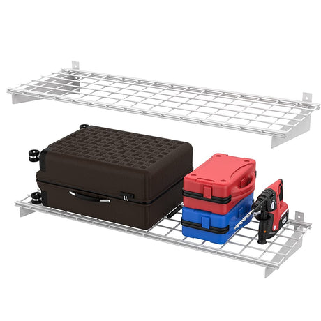Wallmaster 2-Pack 15x45 Heavy Duty Garage Wall Shelving 45-inch-by-15-inch Wall Mount Garage Storage Rack Floating Shelves Max Load 400lb White Wallmaster