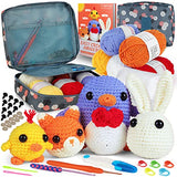 Coopay Crochet Kit for Beginners Kids Adults - Cute Penguin, Chicken, Rabbit & Fox, Complete Crochet Set with 4 Different Crochet Patterns, DIY Coopay
