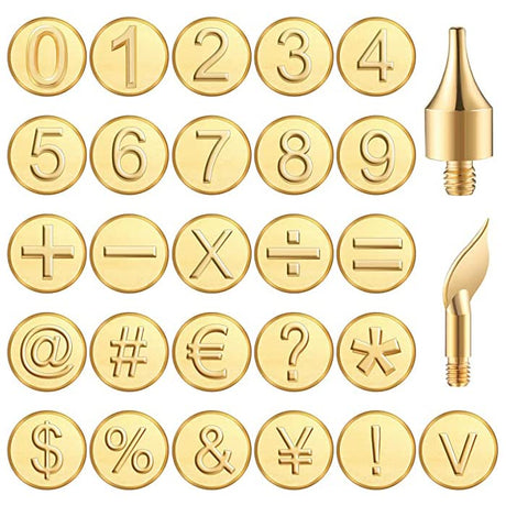 Wood Burning Tips Letters Uppercase Alphabet Branding and Personalization Set for Wood and Other Surfaces by Wooden Letters (Include 26 Letters +2 Ryoma