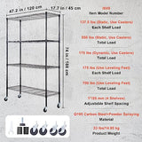 VEVOR Storage Shelving Unit with Wheels, 4-Tier Adjustable, 700 lbs Capacity, Heavy Duty Garage Shelves Metal Organizer Wire Rack, Black, 48" L x 18" VEVOR