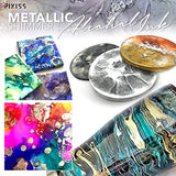 Metallic Alcohol Ink Set, Gold Alcohol Ink, Silver, Gunmetal, Copper, Pearl, Alcohol Ink Metallic Mixatives with Extreme Shimmer for Alcohol Ink Pixiss