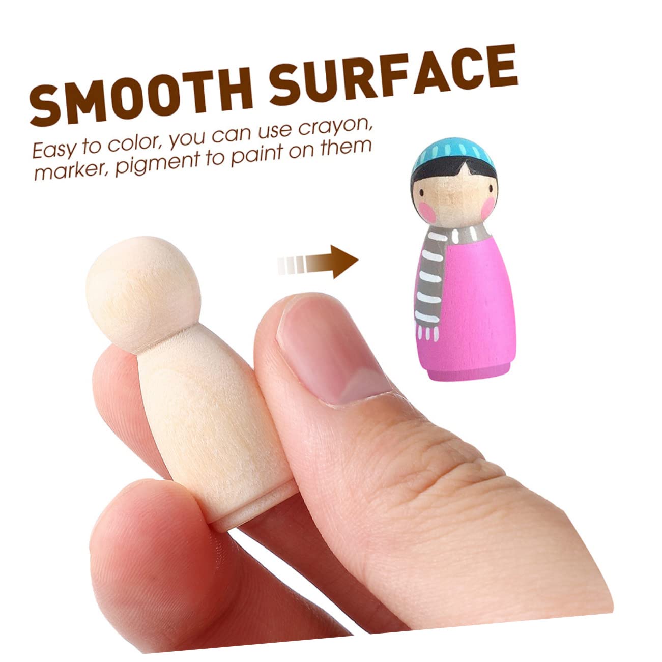 VILLFUL 30pcs Little Wooden Man Easter Peg Toys Dolls Peg People Wooden Peg Figures Art Crafts Peg Doll Unfinished Wooden Figure Kids Crafts Kids DIY VILLFUL