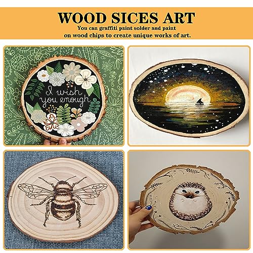 4 Pack Unfinished Natural Wood Slices - 9-10" DIY Wood Kit with Bark - Large Wooden Slices for Wedding Table Centerpieces DIY Wood Crafts Christmas