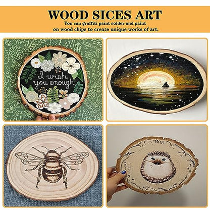 4 Pack Unfinished Natural Wood Slices - 9-10" DIY Wood Kit with Bark - Large Wooden Slices for Wedding Table Centerpieces DIY Wood Crafts Christmas