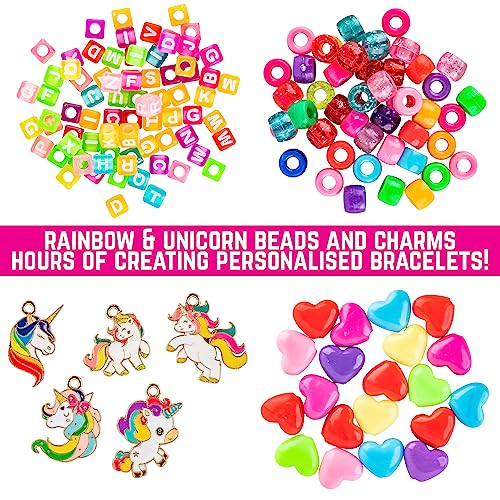 GirlZone Unicorn Charms and Clay Bracelet Kit, Bracelet Making Kit for Girls with Charms, Air Dry Clay and Beads, Fun Christmas Gifts for Girls 8-12