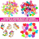 GirlZone Unicorn Charms and Clay Bracelet Kit, Bracelet Making Kit for Girls with Charms, Air Dry Clay and Beads, Fun Christmas Gifts for Girls 8-12 GirlZone
