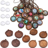 ToBeIT 36pcs Bezel Pendant Trays round wooden and Glass Cabochon Round Clear Dome for DIY Crafting Photo Jewelry Making ToBeIT